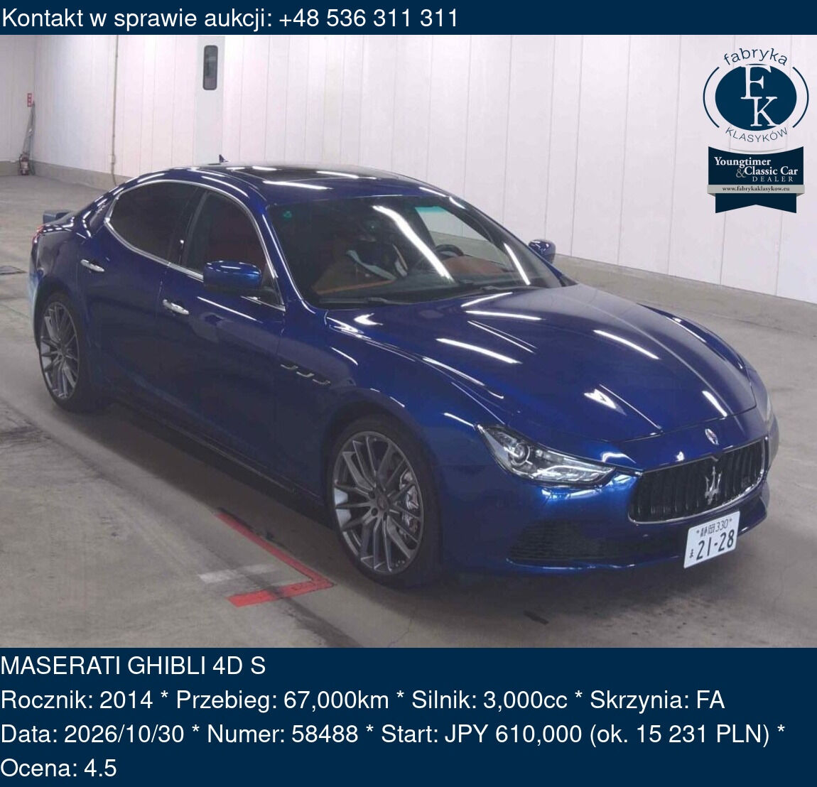 MASERATI GHIBLI 4D S 2014 - zdjęcie 2
