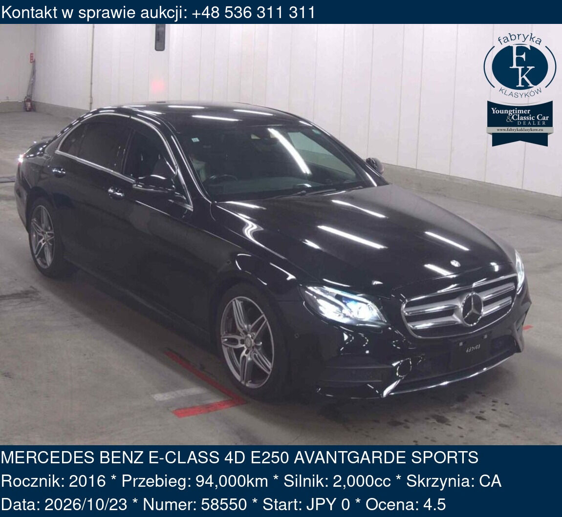 MERCEDES BENZ E-CLASS 4D E250 AVANTGARDE SPORTS 2016 - zdjęcie 2