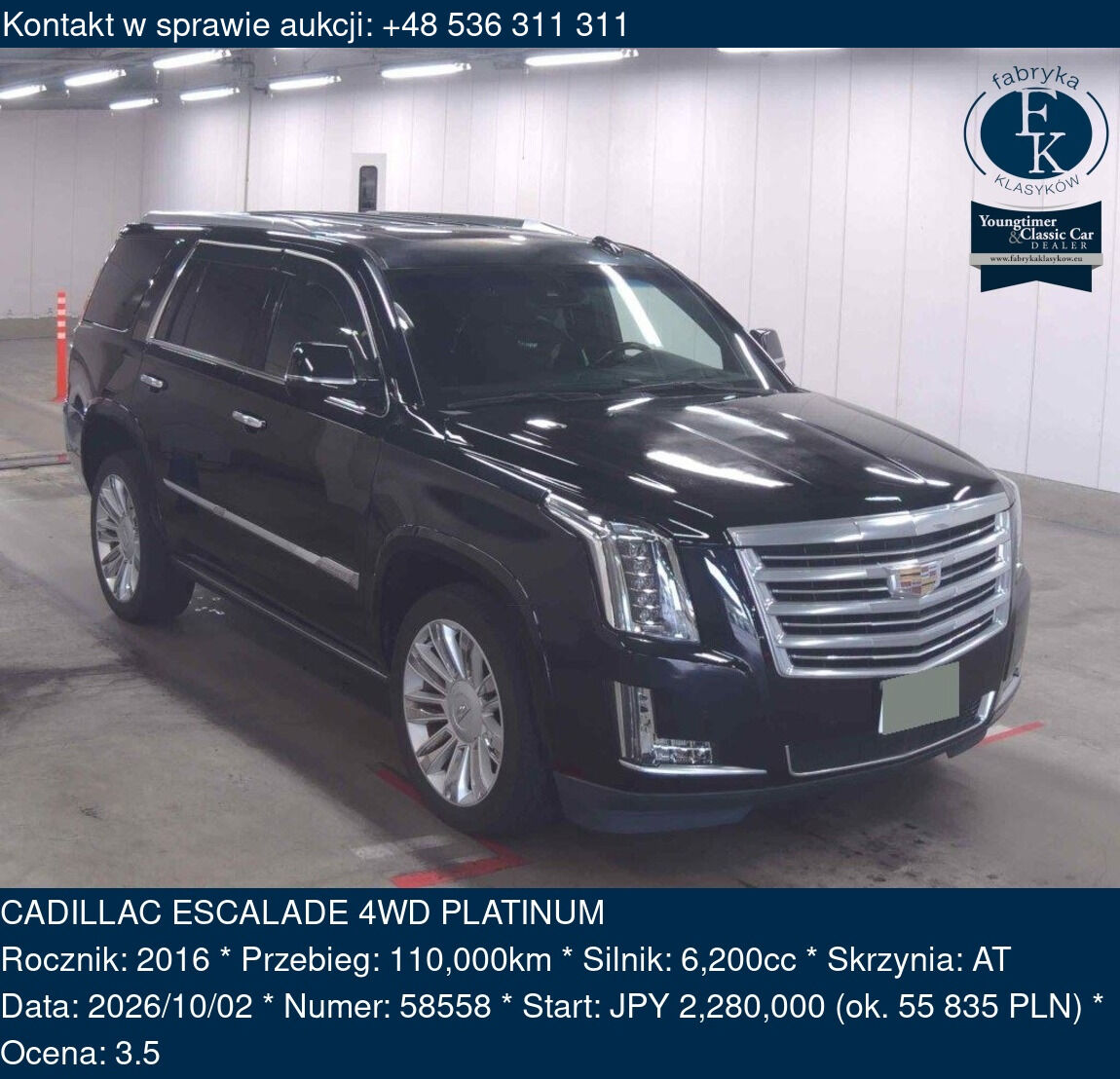 CADILLAC ESCALADE 4WD PLATINUM 2016 - zdjęcie 2