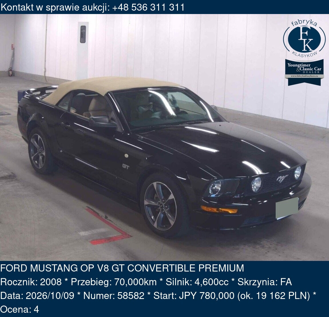 FORD MUSTANG OP V8 GT CONVERTIBLE PREMIUM 2008 - zdjęcie 2