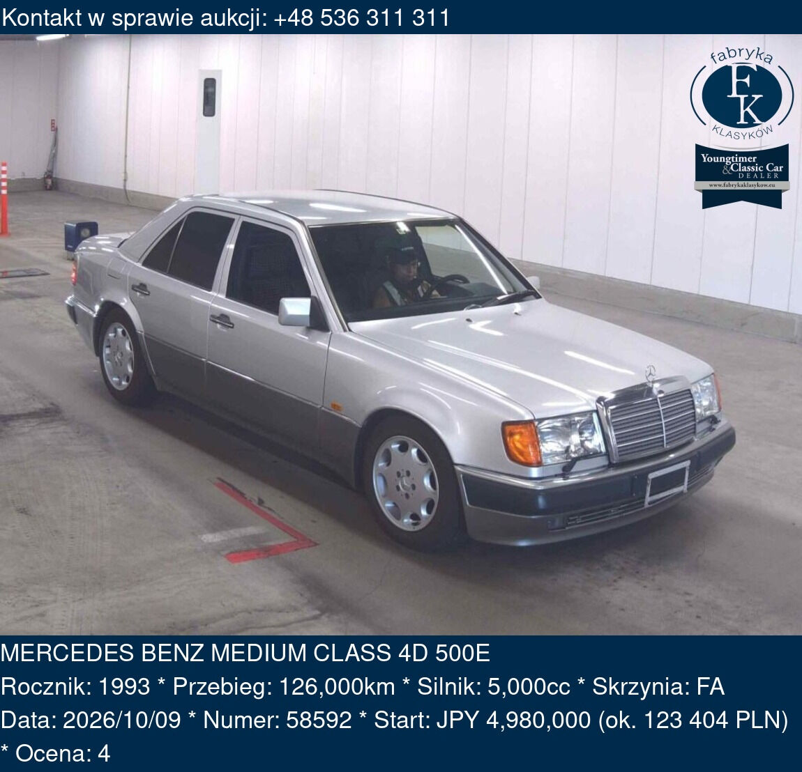 MERCEDES BENZ MEDIUM CLASS 4D 500E 1993 - zdjęcie 2