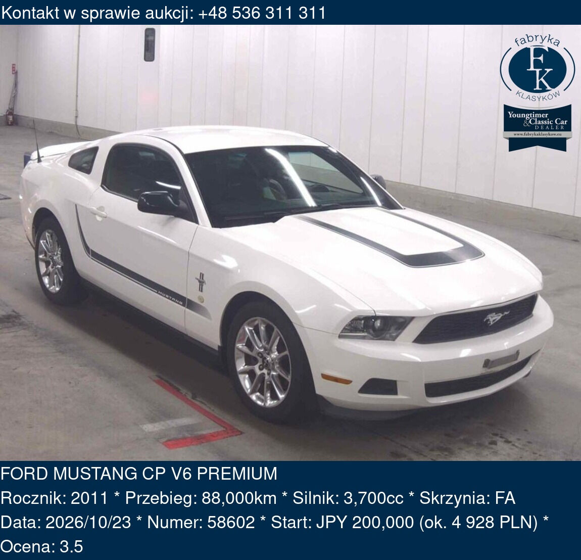 FORD MUSTANG CP V6 PREMIUM 2011 - zdjęcie 2