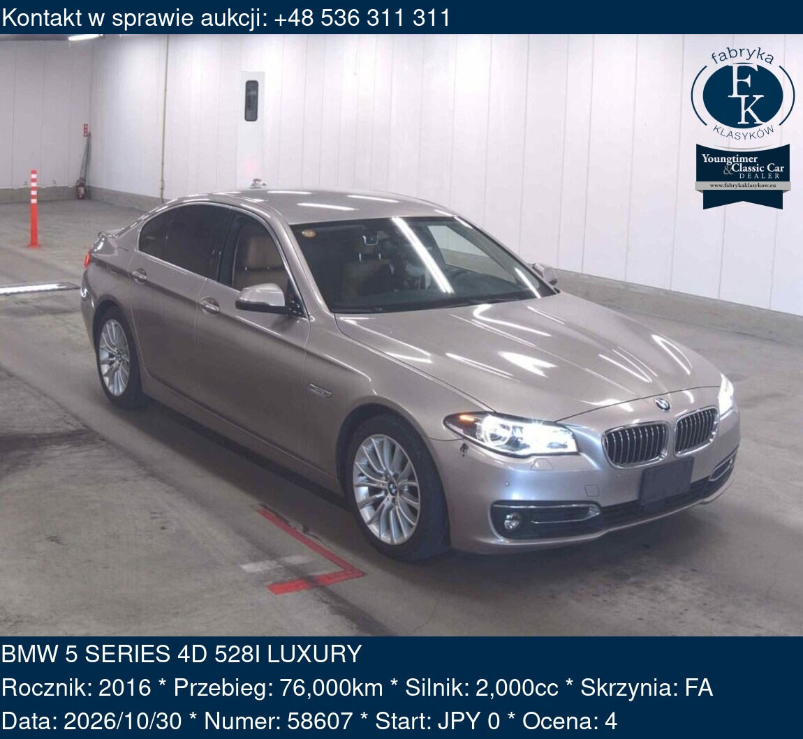BMW 5 SERIES 4D 528I LUXURY 2016 - zdjęcie 2