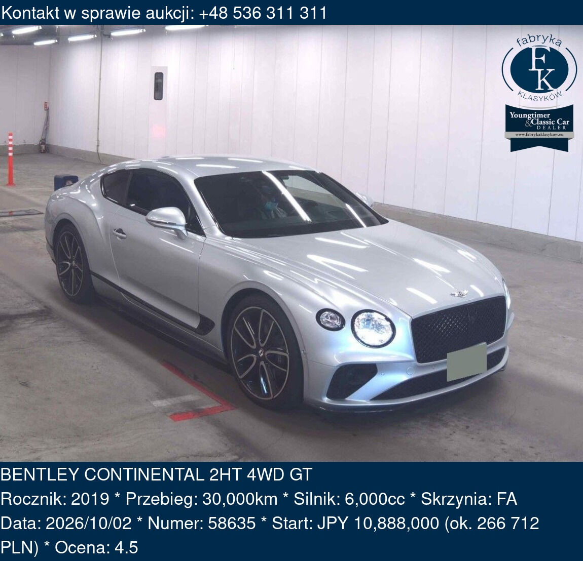 BENTLEY CONTINENTAL 2HT 4WD GT 2019 - zdjęcie 2