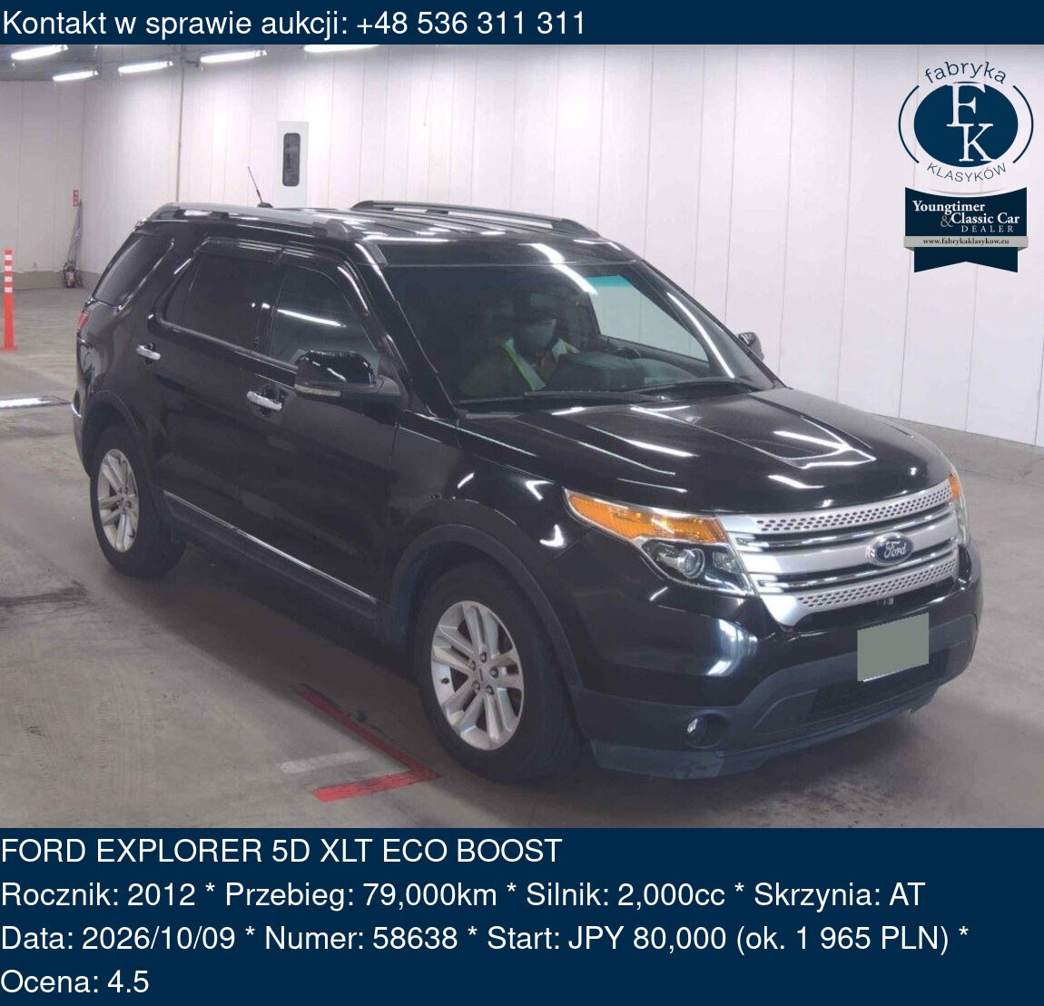 FORD EXPLORER 5D XLT ECO BOOST 2012 - zdjęcie 2