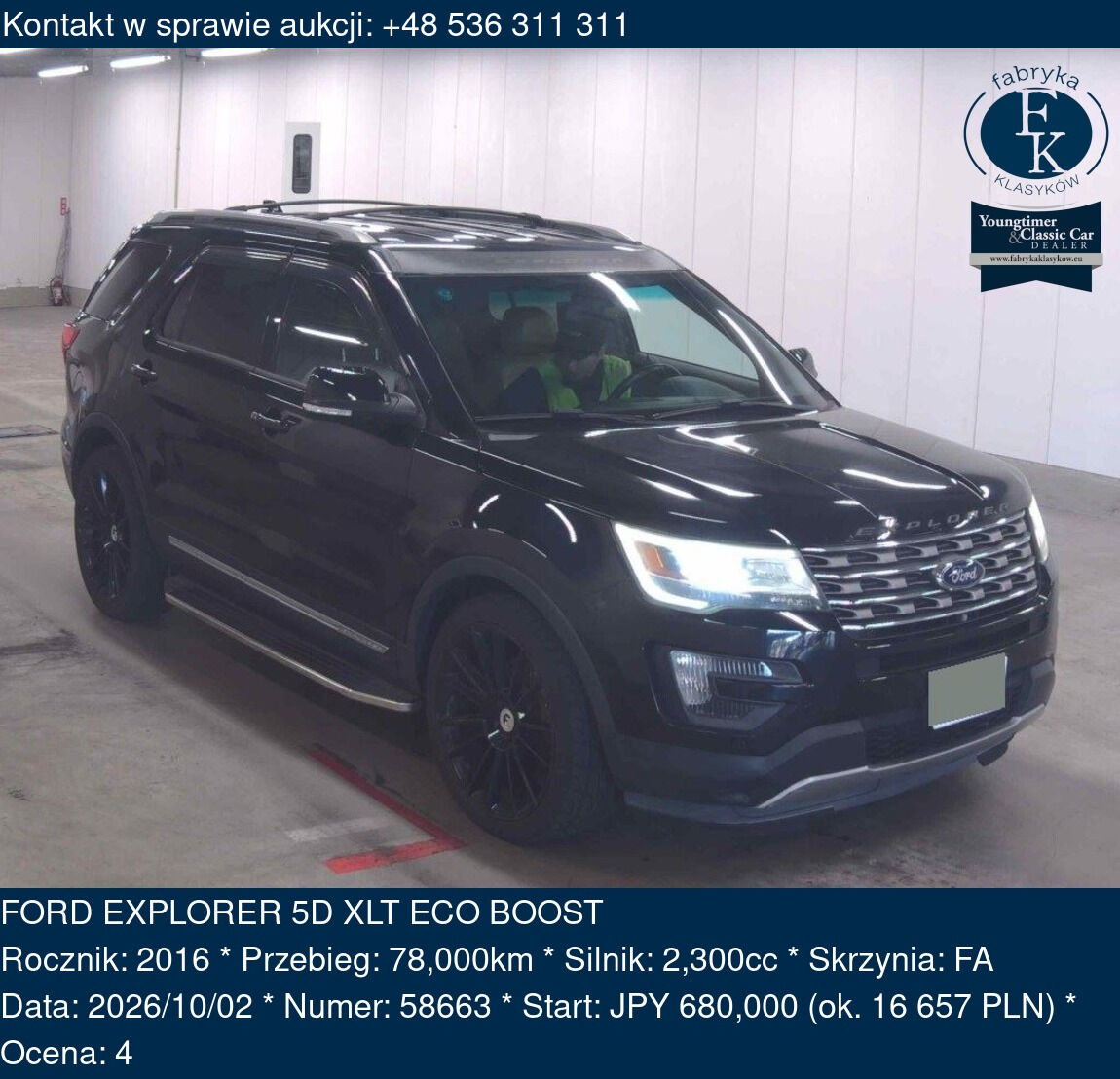 FORD EXPLORER 5D XLT ECO BOOST 2016 - zdjęcie 2