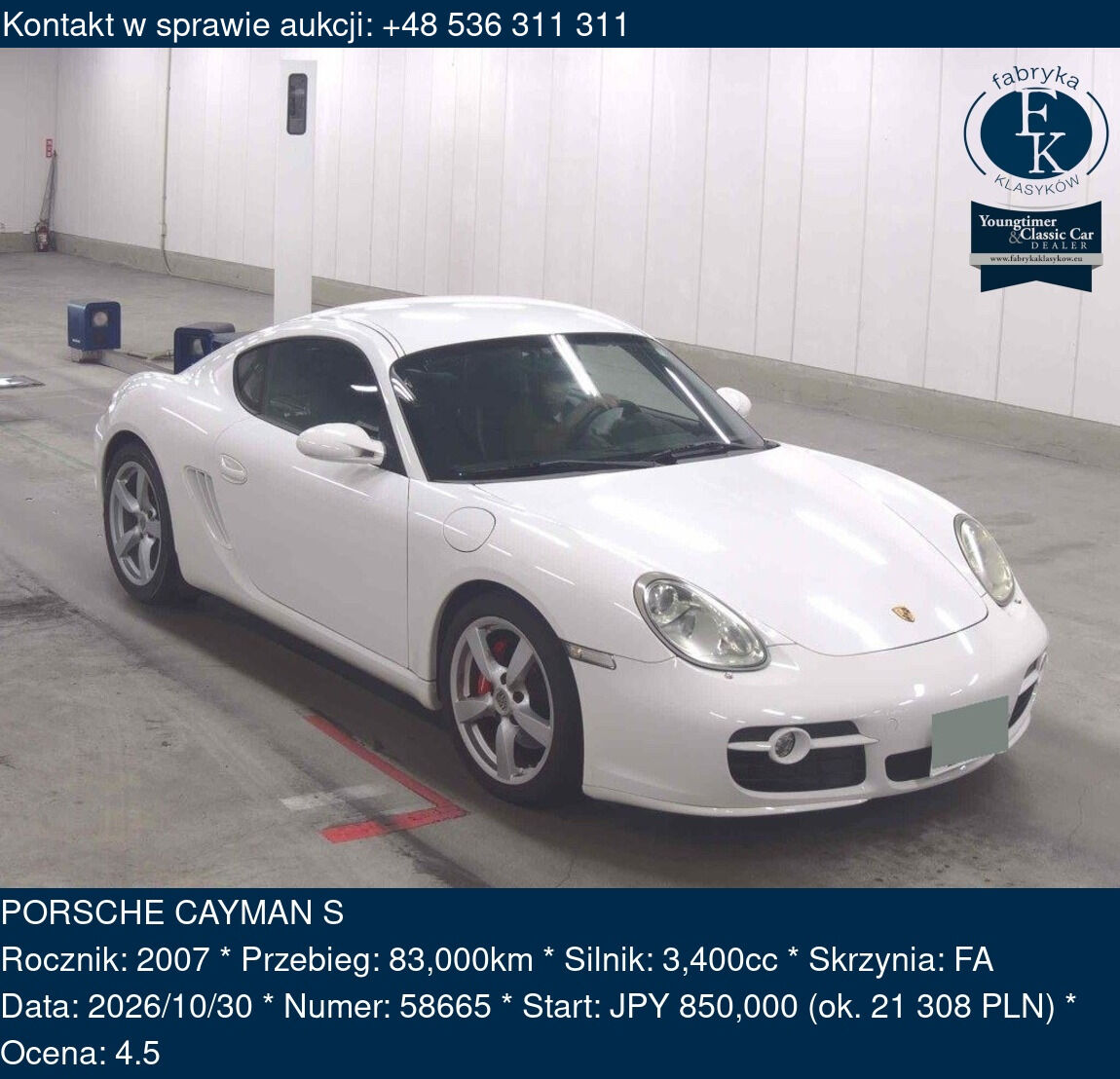PORSCHE CAYMAN S 2007 - zdjęcie 2