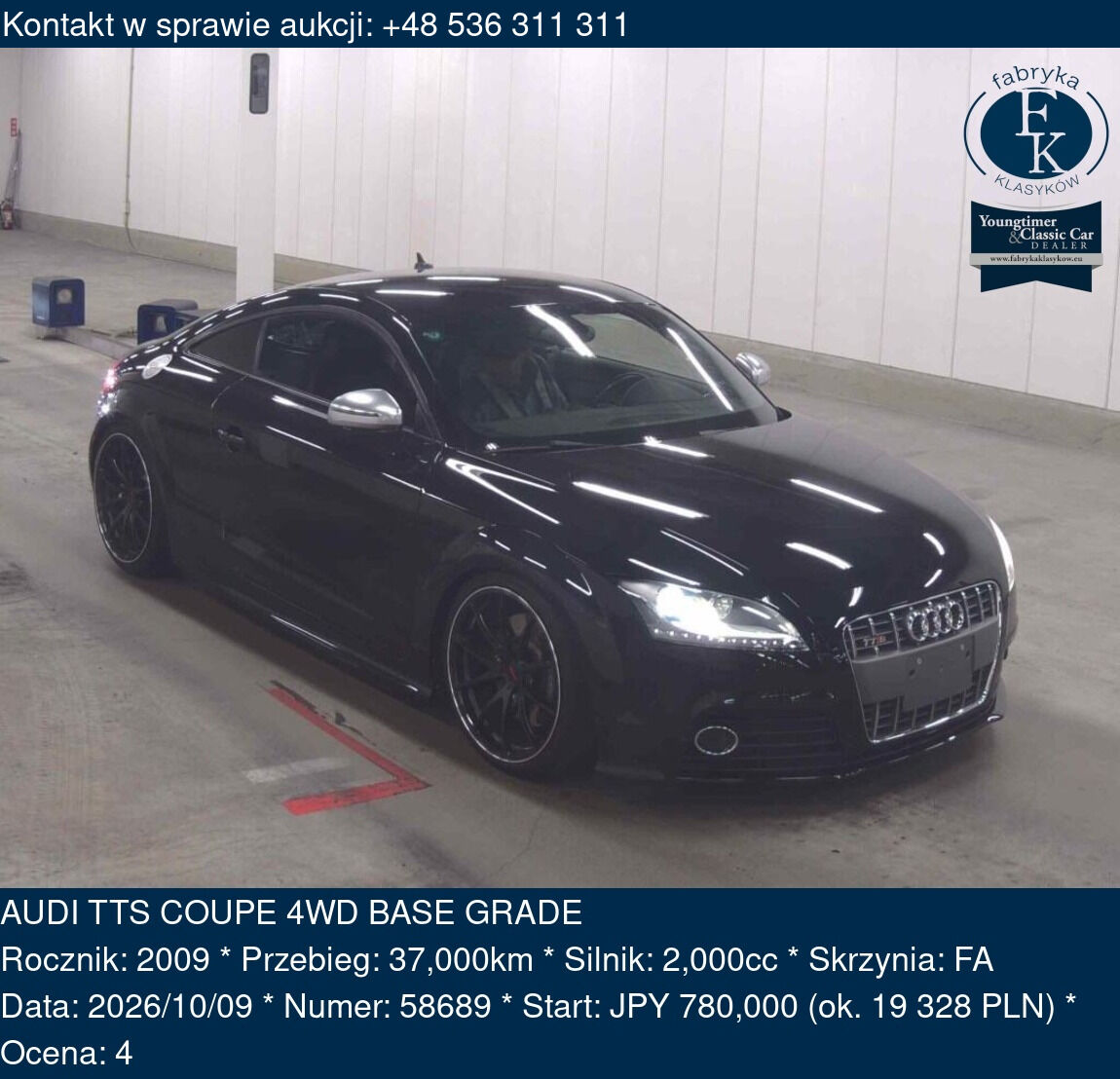 AUDI TTS COUPE 4WD BASE GRADE 2009 - zdjęcie 2