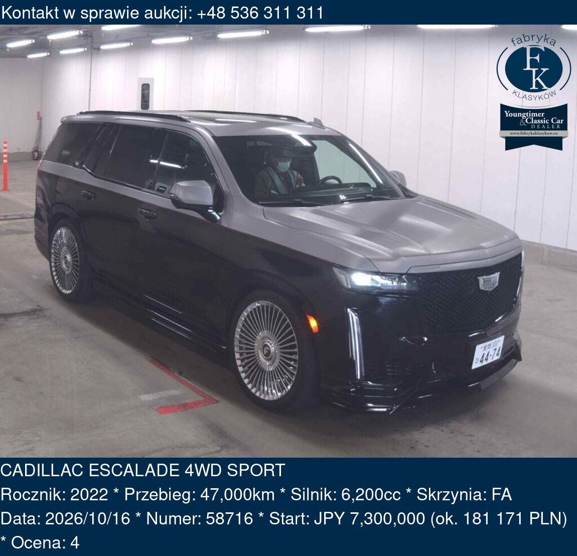 CADILLAC ESCALADE 4WD SPORT 2022 - zdjęcie 2