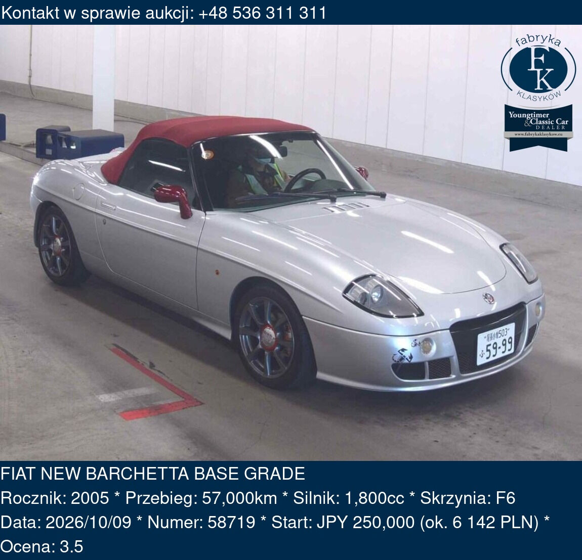 FIAT NEW BARCHETTA BASE GRADE 2005 - zdjęcie 2