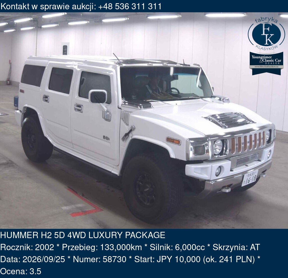 HUMMER H2 5D 4WD LUXURY PACKAGE 2002 - zdjęcie 2