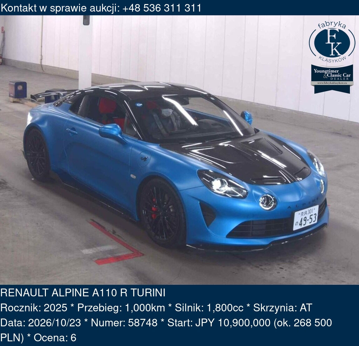 RENAULT ALPINE A110 R TURINI 2025 - zdjęcie 2