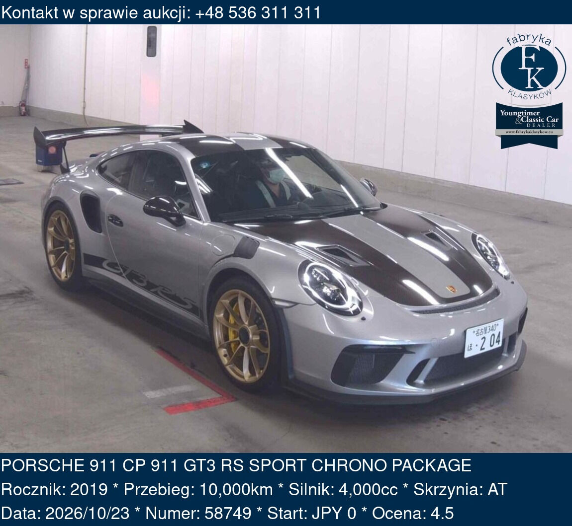 PORSCHE 911 CP 911 GT3 RS SPORT CHRONO PACKAGE 2019 - zdjęcie 2