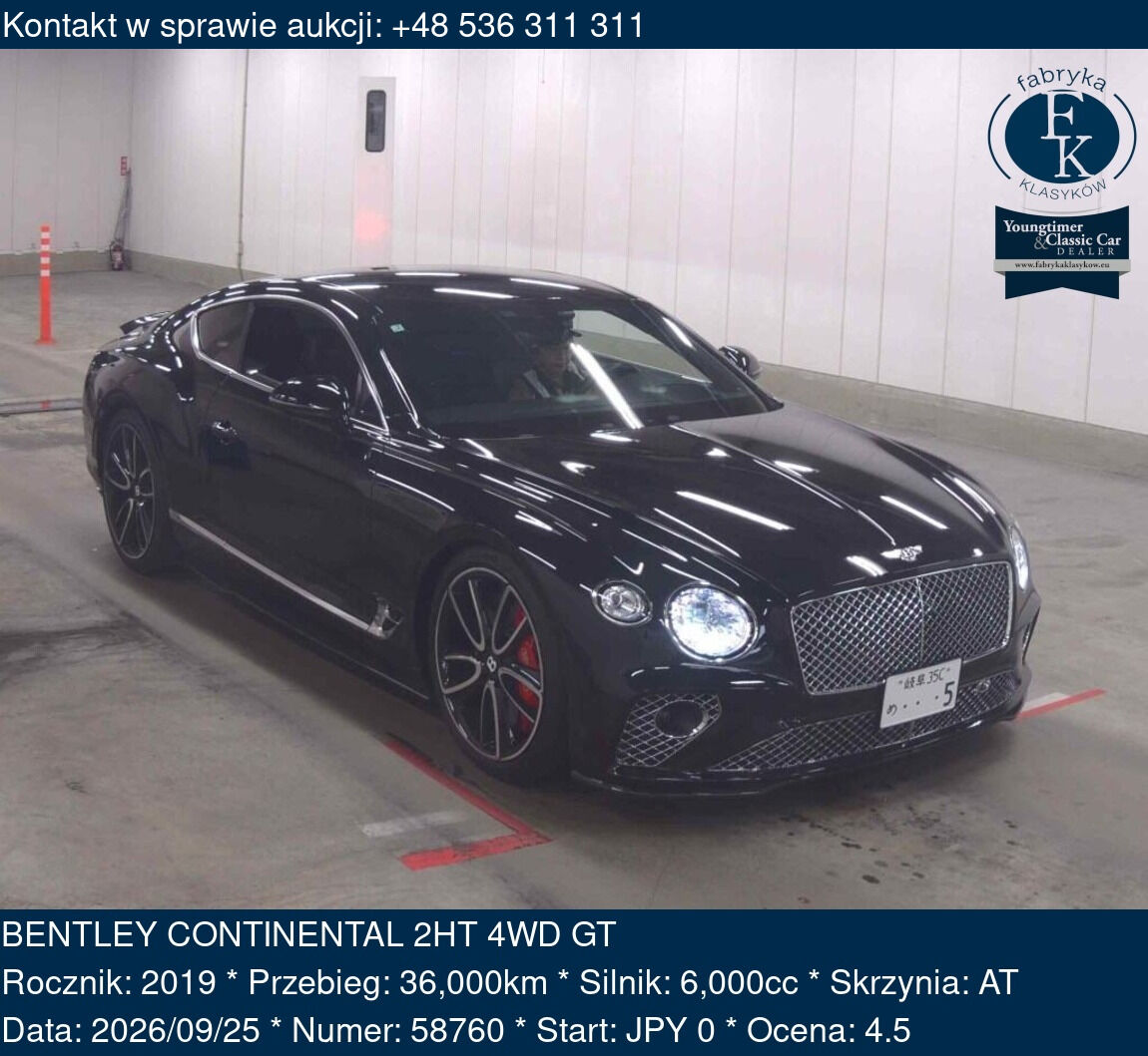 BENTLEY CONTINENTAL 2HT 4WD GT 2019 - zdjęcie 2