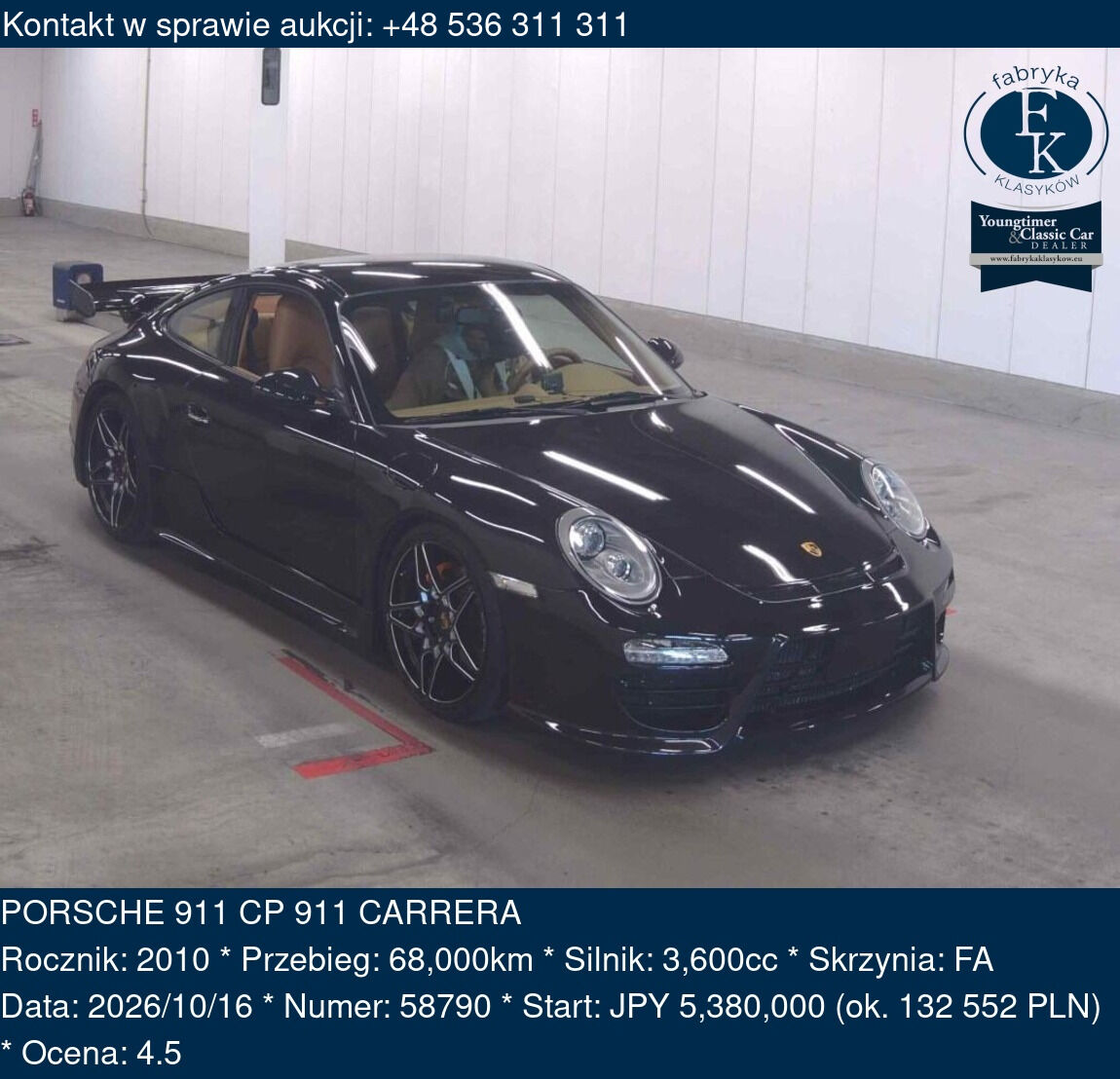 PORSCHE 911 CP 911 CARRERA 2010 - zdjęcie 2