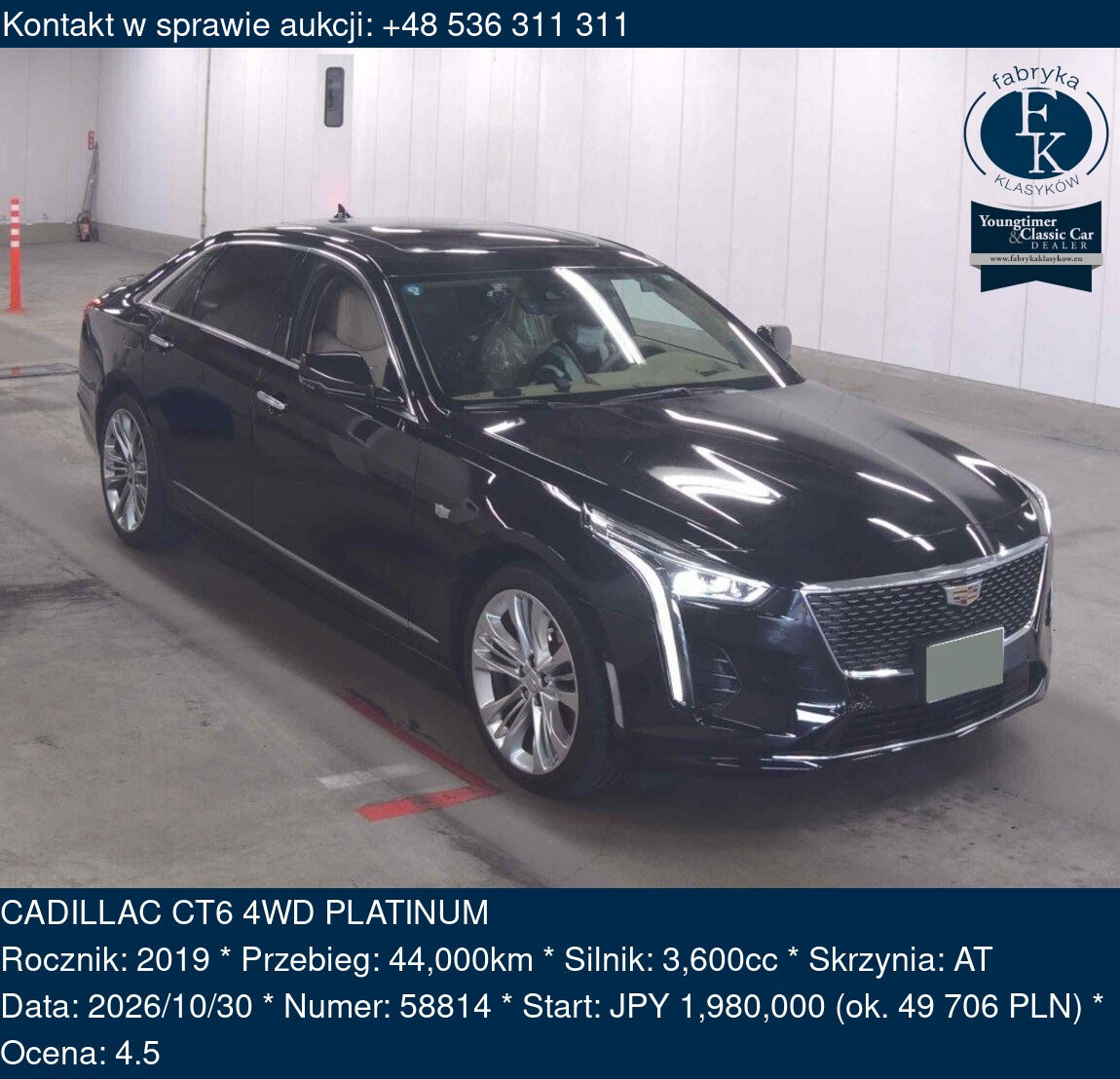 CADILLAC CT6 4WD PLATINUM 2019 - zdjęcie 2