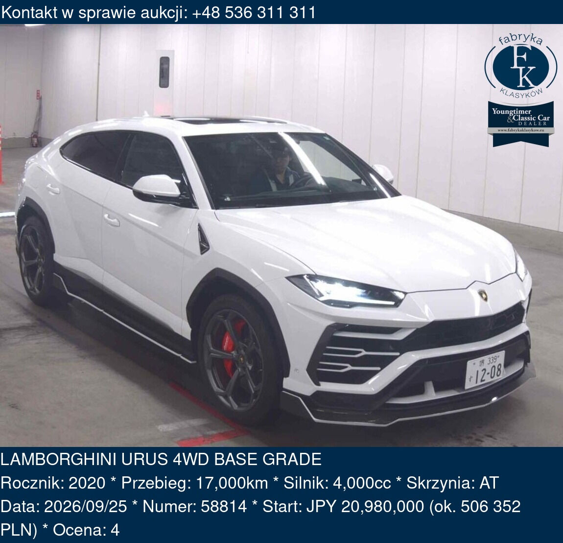 LAMBORGHINI URUS 4WD BASE GRADE 2020 - zdjęcie 2