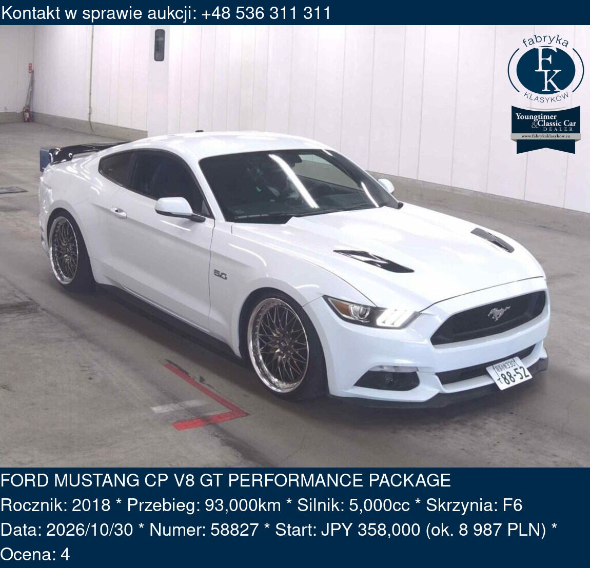 FORD MUSTANG CP V8 GT PERFORMANCE PACKAGE 2018 - zdjęcie 2