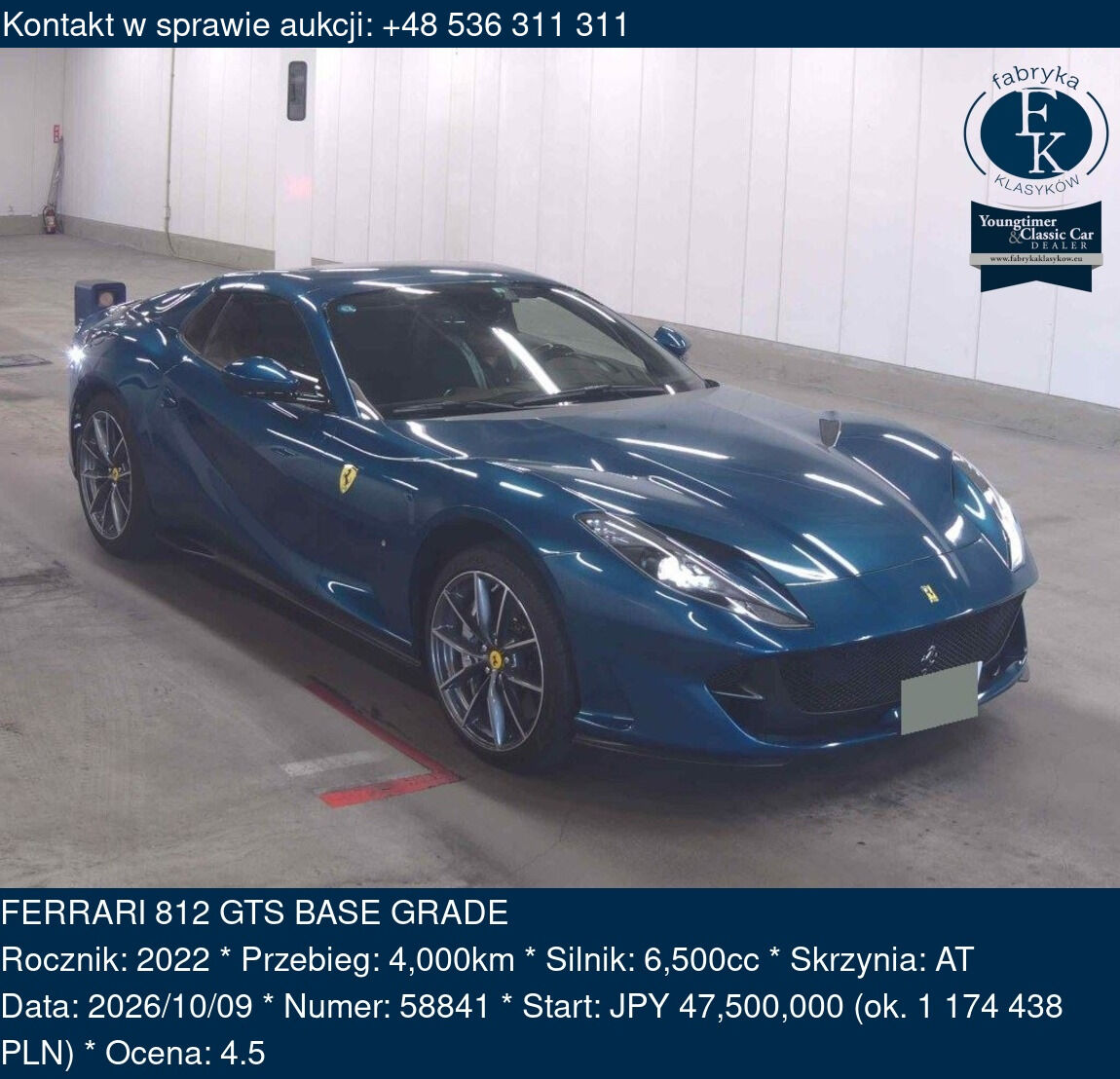 FERRARI 812 GTS BASE GRADE 2022 - zdjęcie 2