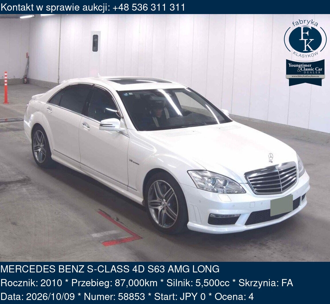 MERCEDES BENZ S-CLASS 4D S63 AMG LONG 2010 - zdjęcie 2