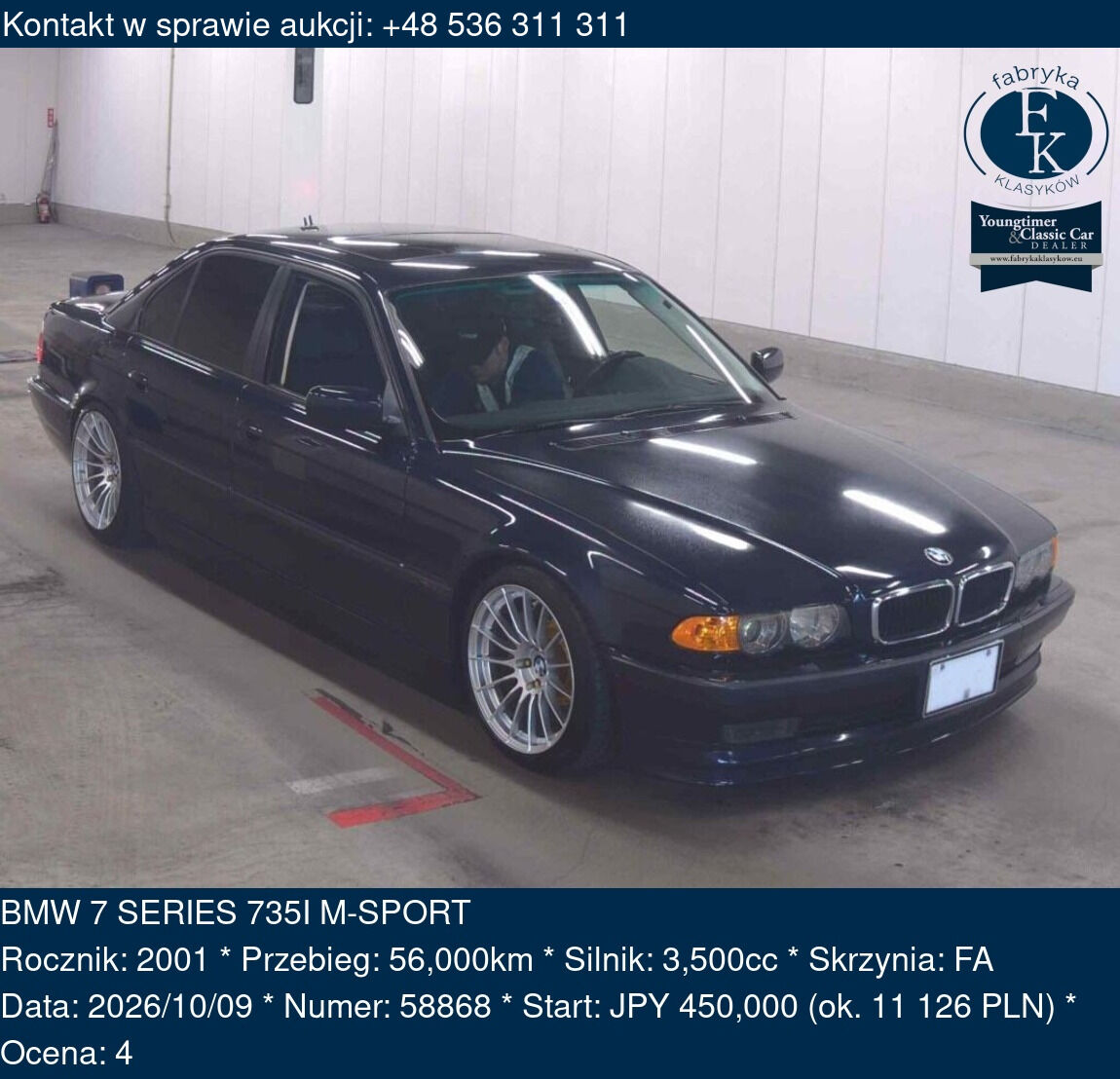 BMW 7 SERIES 735I M-SPORT 2001 - zdjęcie 2