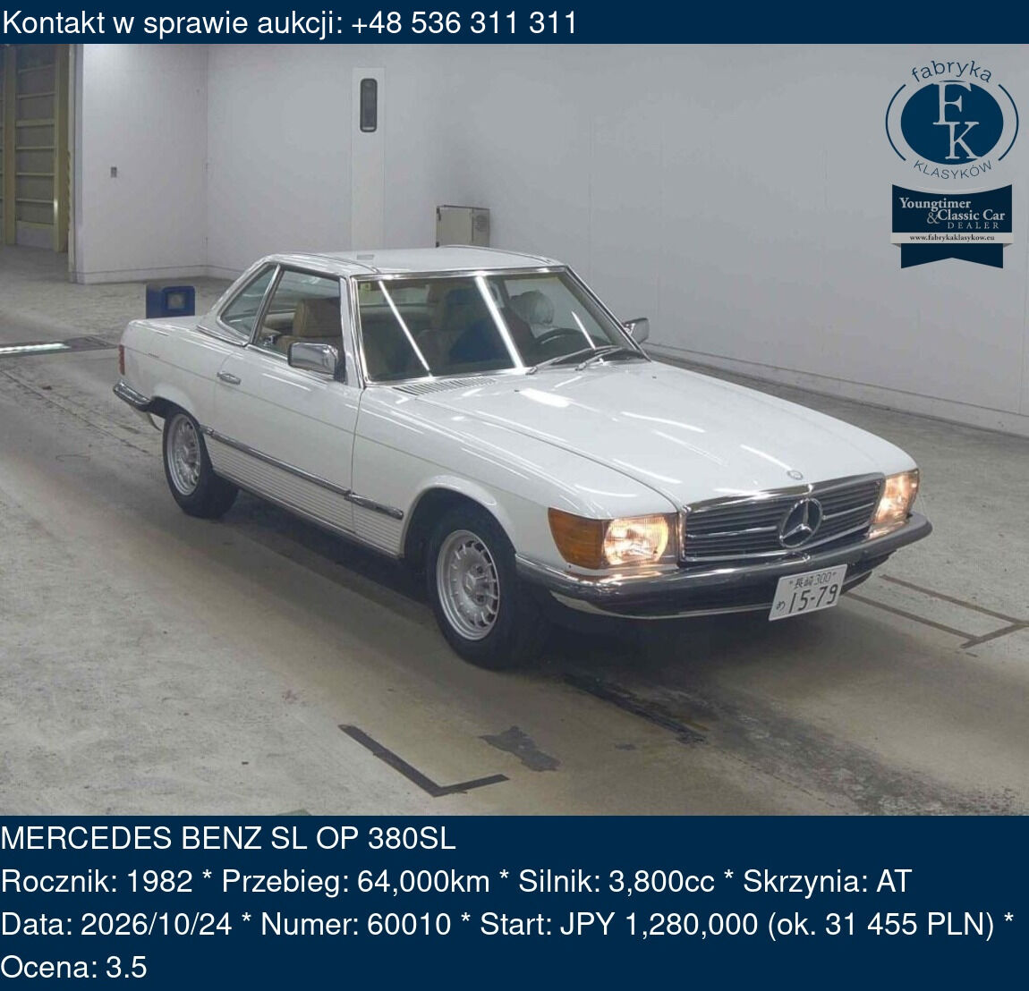 MERCEDES BENZ SL OP 380SL 1982 - zdjęcie 2
