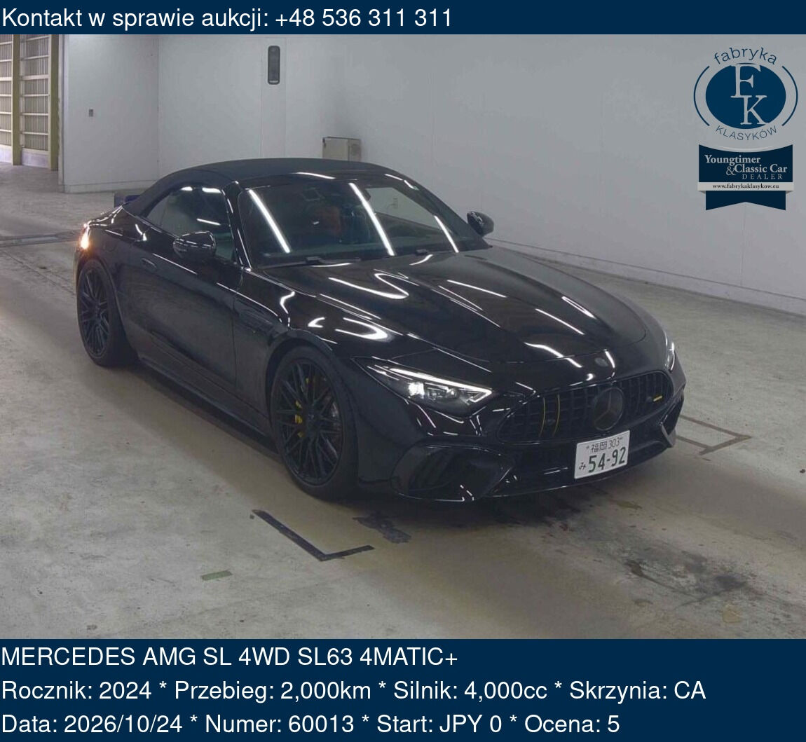 MERCEDES AMG SL 4WD SL63 4MATIC+ 2024 - zdjęcie 2