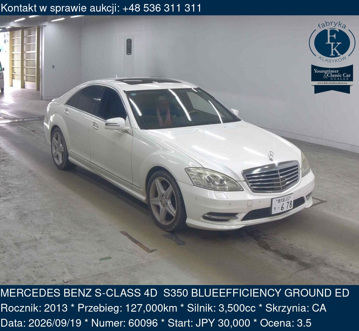 MERCEDES BENZ S-CLASS 4D S350 BLUEEFFICIENCY GROUND ED 2013 - zdjęcie 2