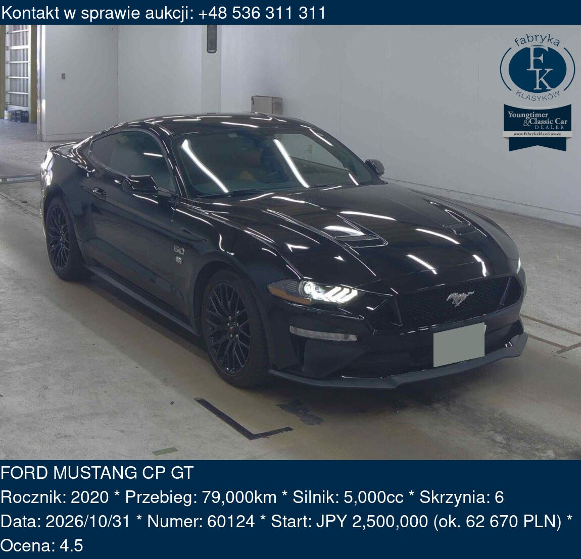 FORD MUSTANG CP GT 2020 - zdjęcie 2