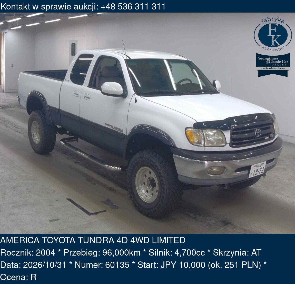 AMERICA TOYOTA TUNDRA 4D 4WD LIMITED 2004 - zdjęcie 2
