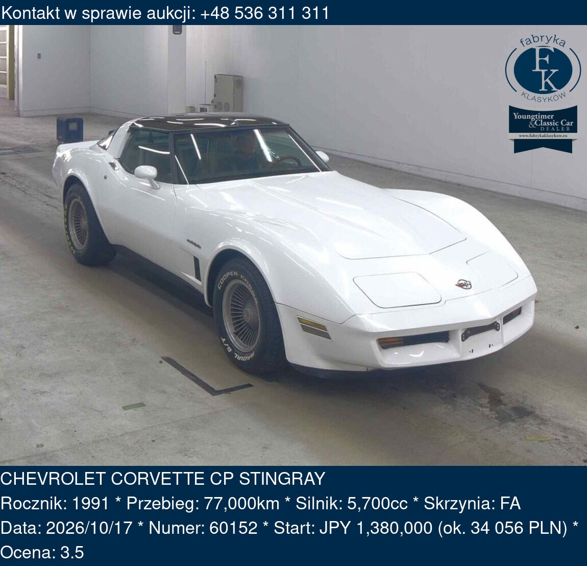 CHEVROLET CORVETTE CP STINGRAY 1991 - zdjęcie 2