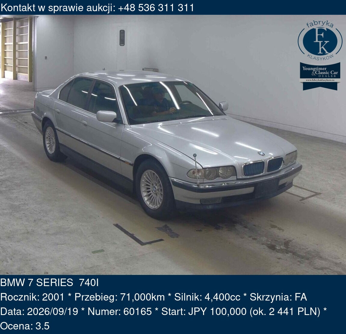 BMW 7 SERIES 740I 2001 - zdjęcie 2