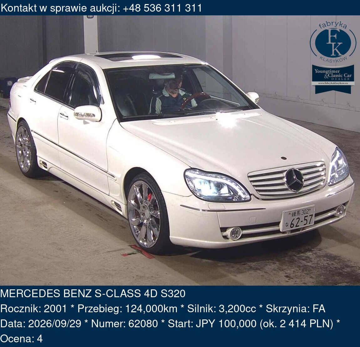 MERCEDES BENZ S-CLASS 4D S320 2001 - zdjęcie 2