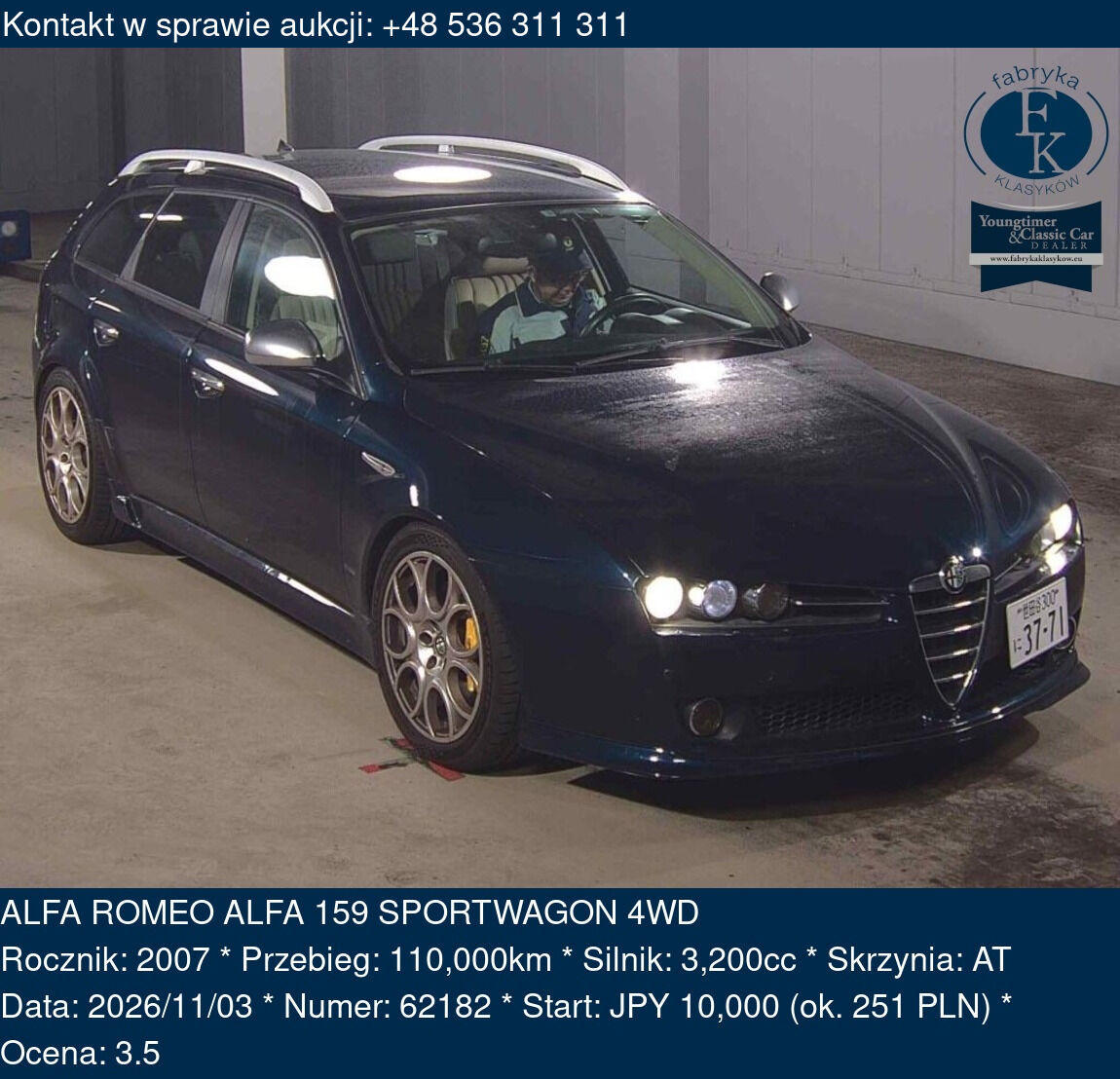 ALFA ROMEO ALFA 159 SPORTWAGON 4WD 2007 - zdjęcie 2