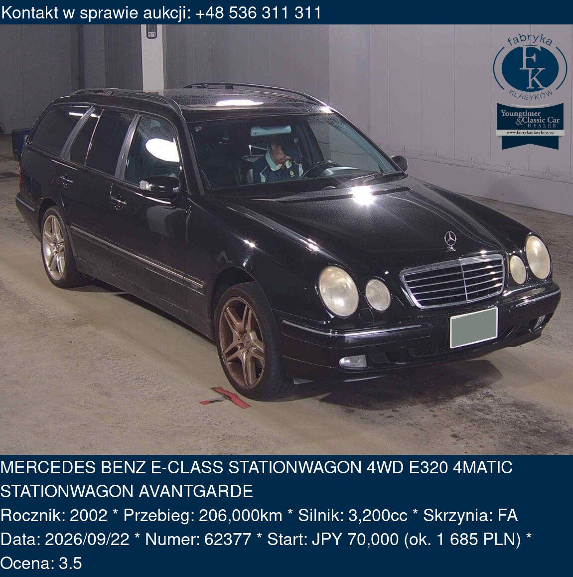 MERCEDES BENZ E-CLASS STATIONWAGON 4WD E320 4MATIC STATIONWAGON AVANTGARDE 2002 - zdjęcie 2