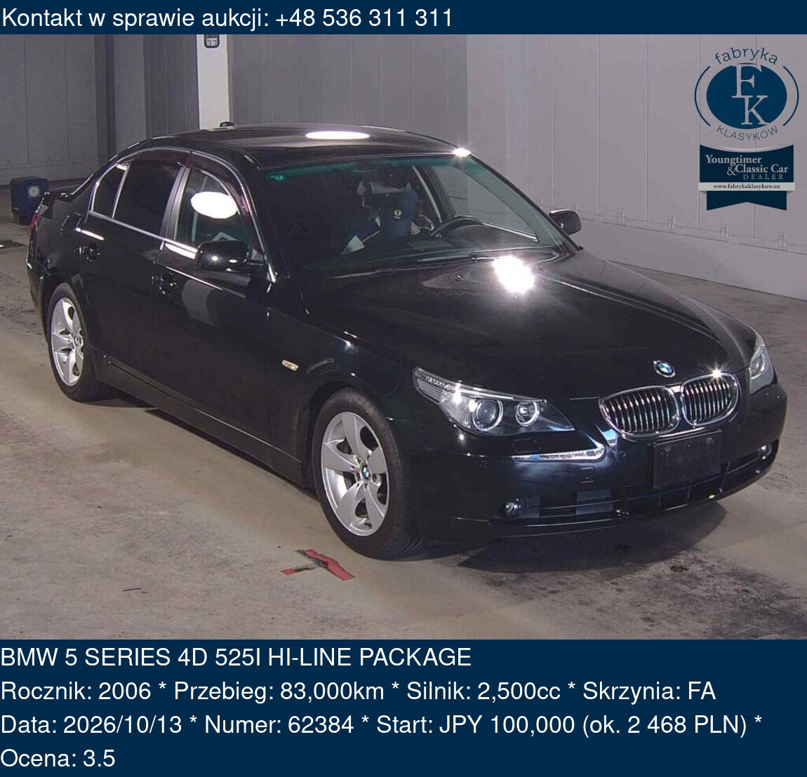 BMW 5 SERIES 4D 525I HI-LINE PACKAGE 2006 - zdjęcie 2
