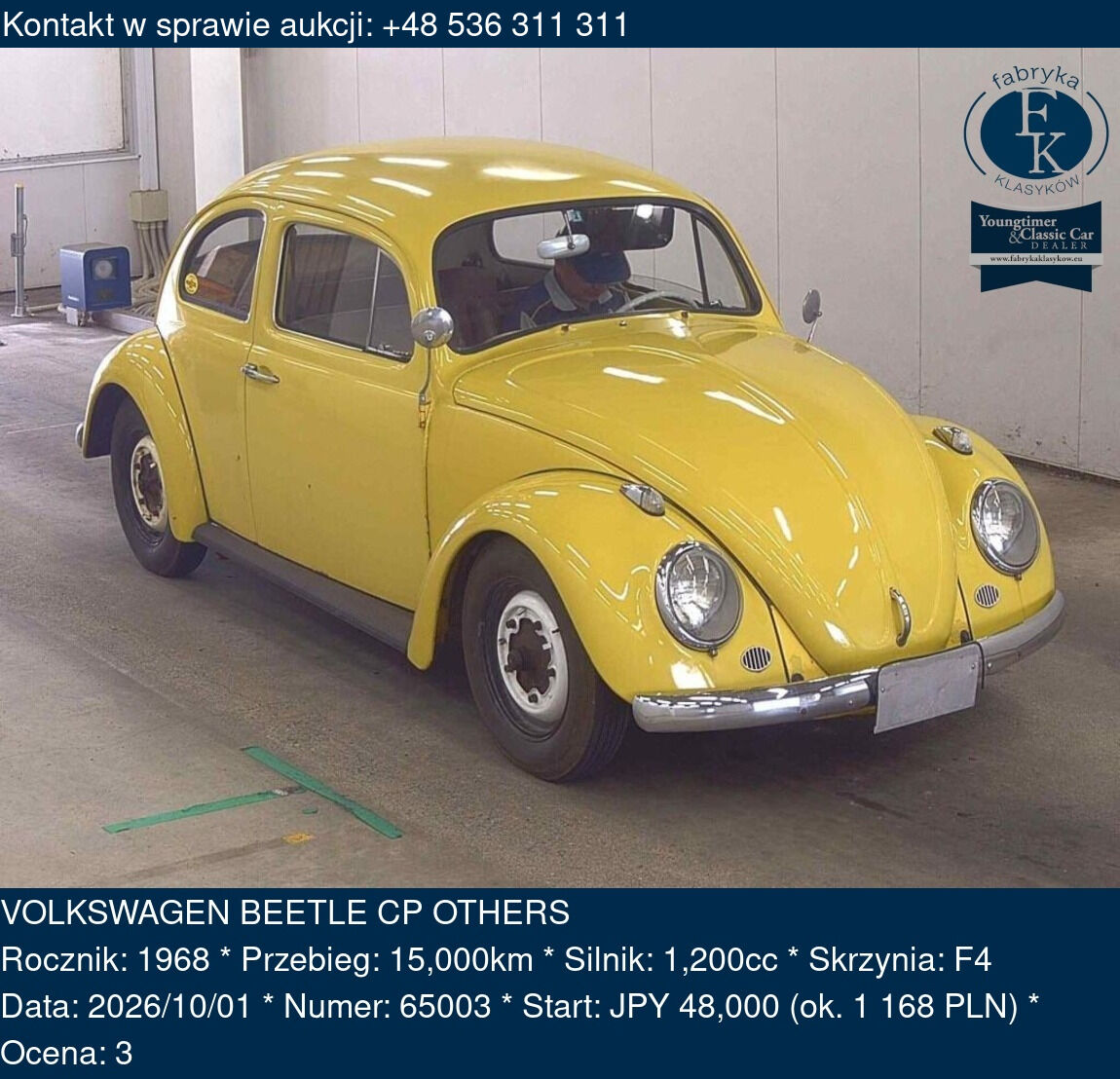 VOLKSWAGEN BEETLE CP OTHERS 1968 - zdjęcie 2