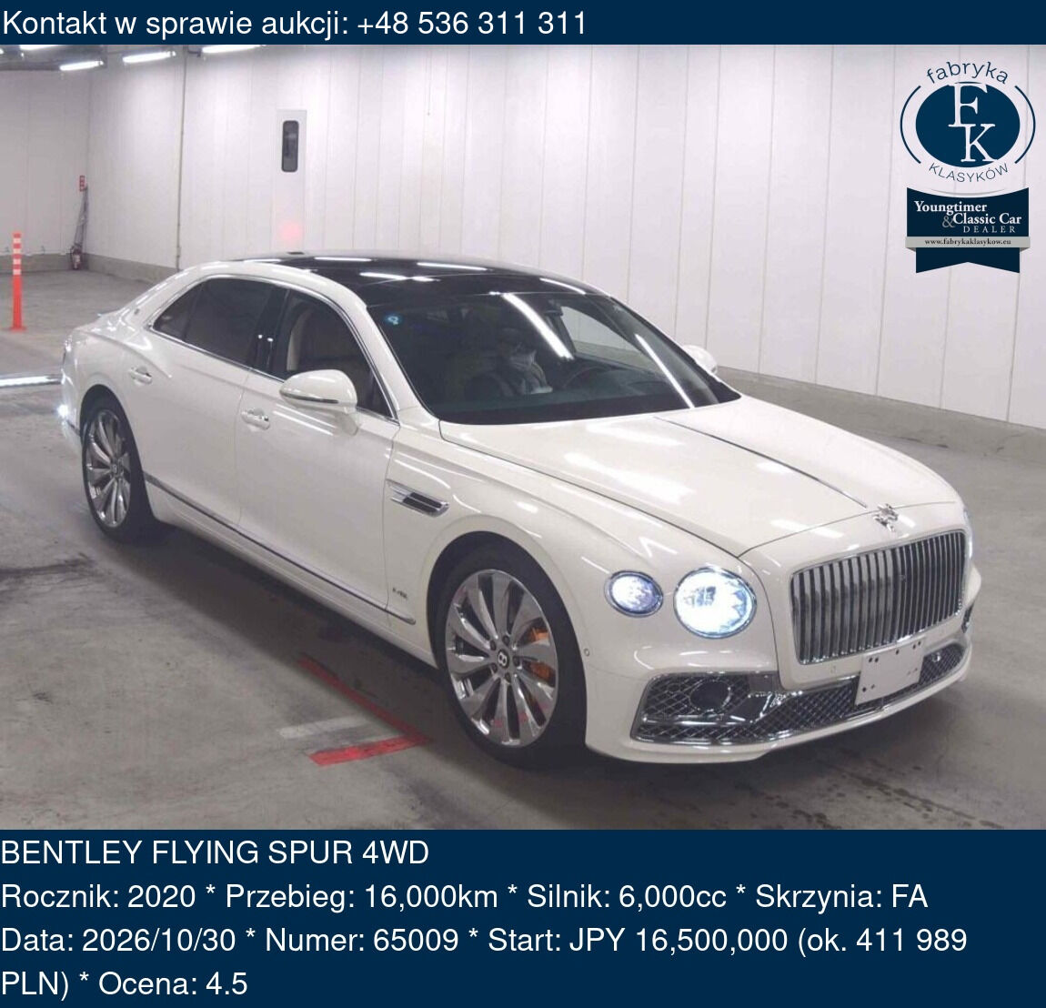 BENTLEY FLYING SPUR 4WD 2020 - zdjęcie 2