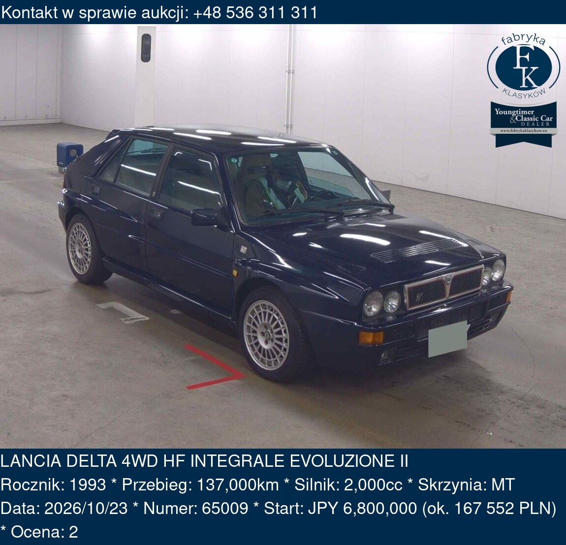 LANCIA DELTA 4WD HF INTEGRALE EVOLUZIONE II 1993 - zdjęcie 2