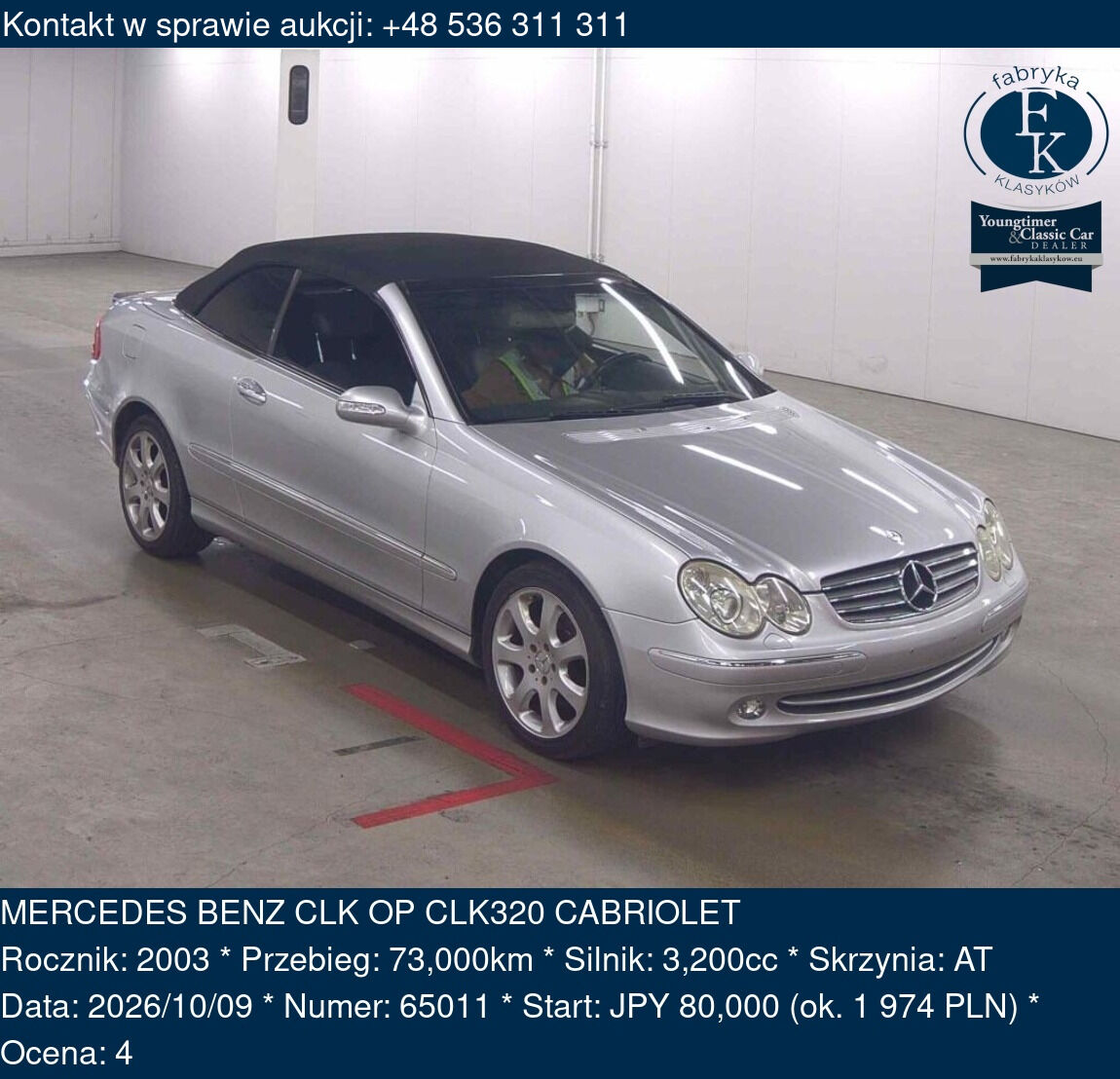 MERCEDES BENZ CLK OP CLK320 CABRIOLET 2003 - zdjęcie 2