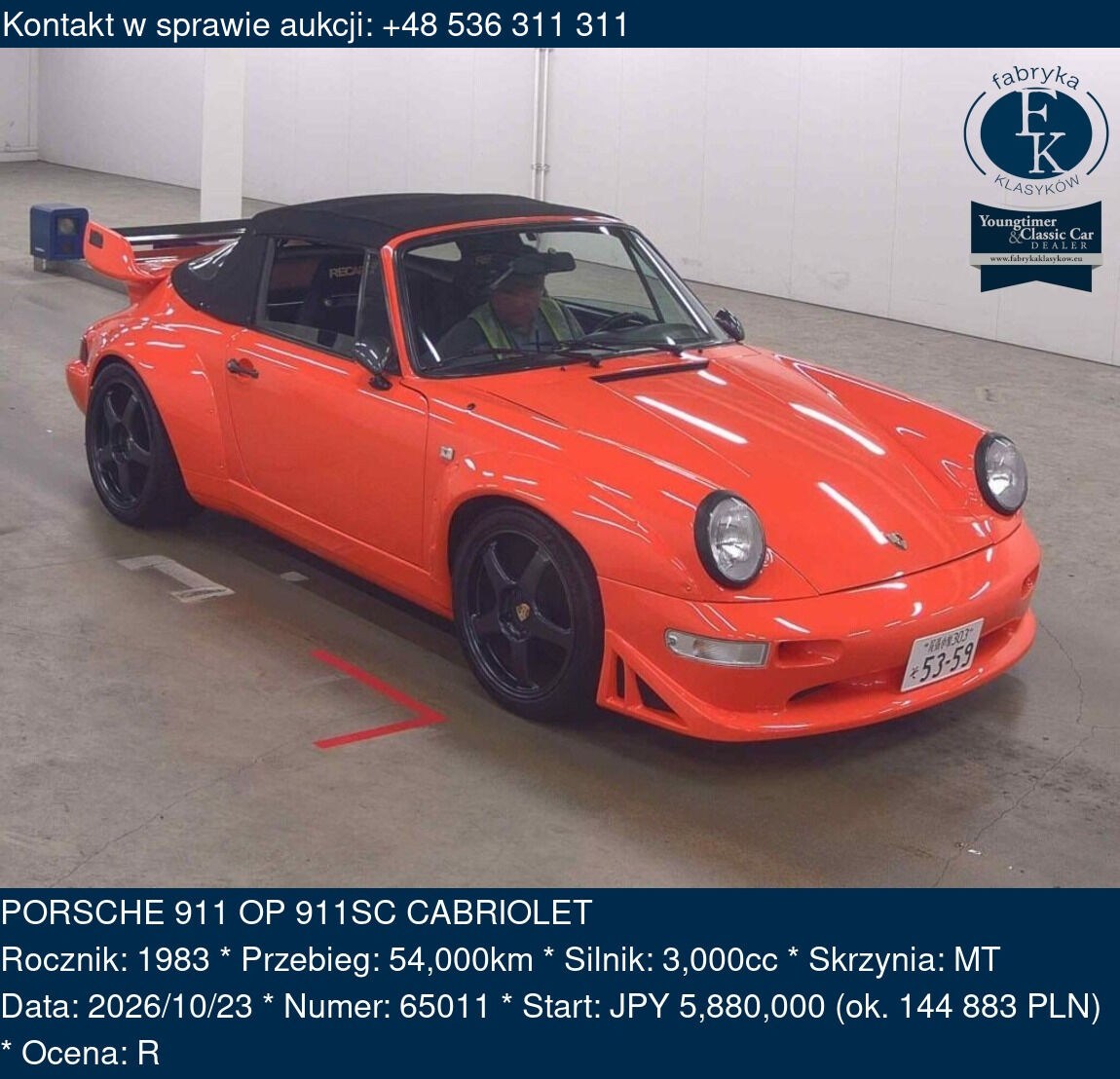 PORSCHE 911 OP 911SC CABRIOLET 1983 - zdjęcie 2