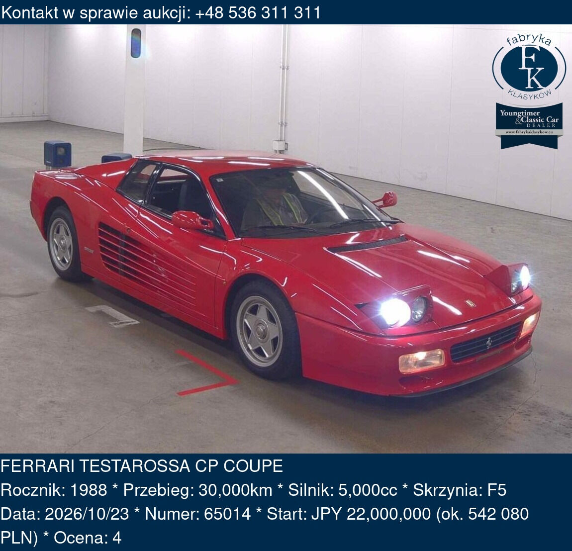 FERRARI TESTAROSSA CP COUPE 1988 - zdjęcie 2