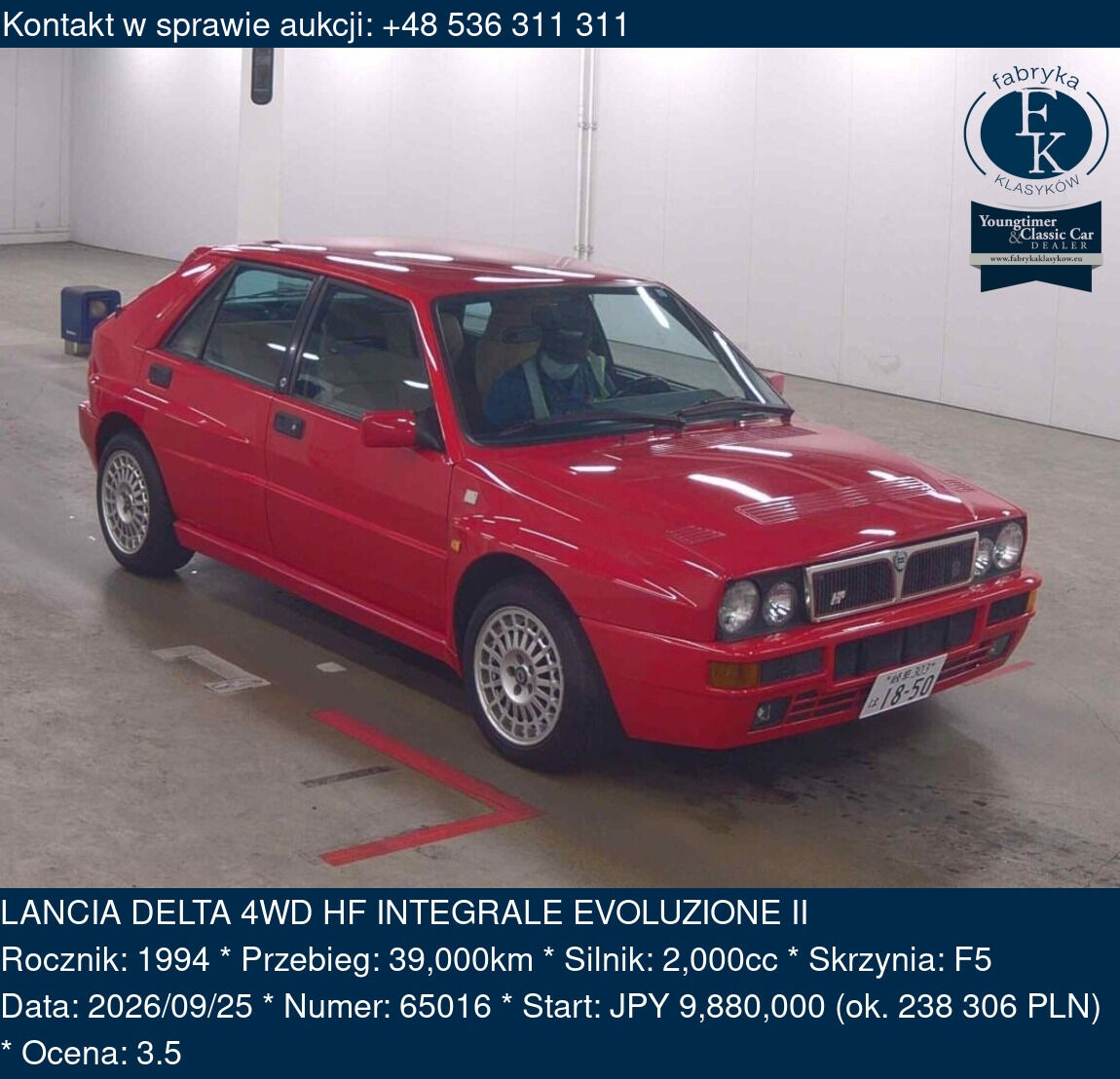 LANCIA DELTA 4WD HF INTEGRALE EVOLUZIONE II 1994 - zdjęcie 2