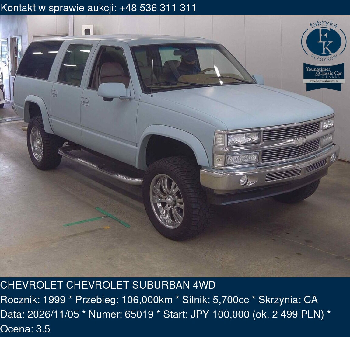 CHEVROLET CHEVROLET SUBURBAN 4WD 1999 - zdjęcie 2