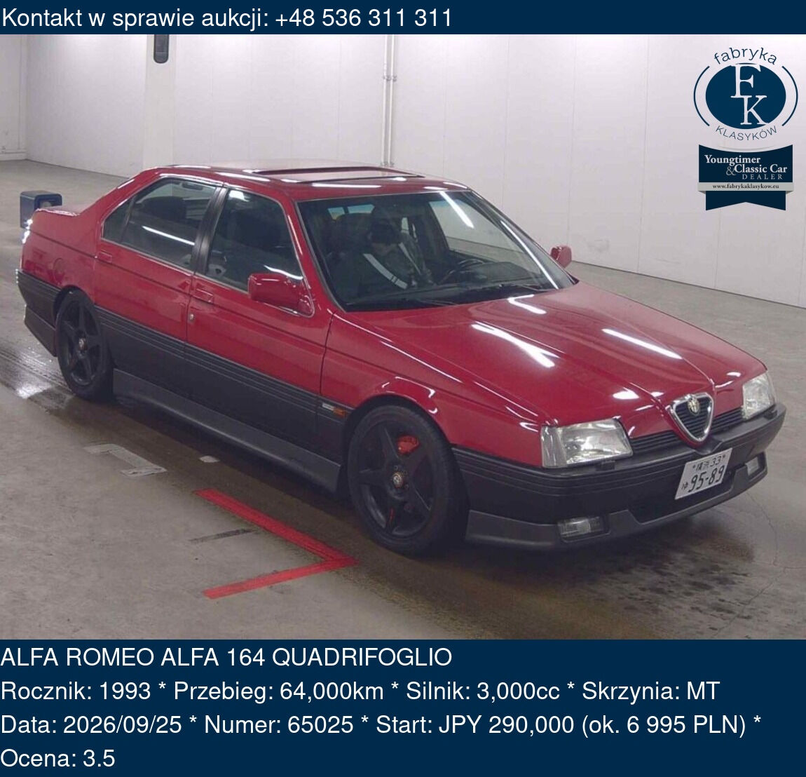 ALFA ROMEO ALFA 164 QUADRIFOGLIO 1993 - zdjęcie 2