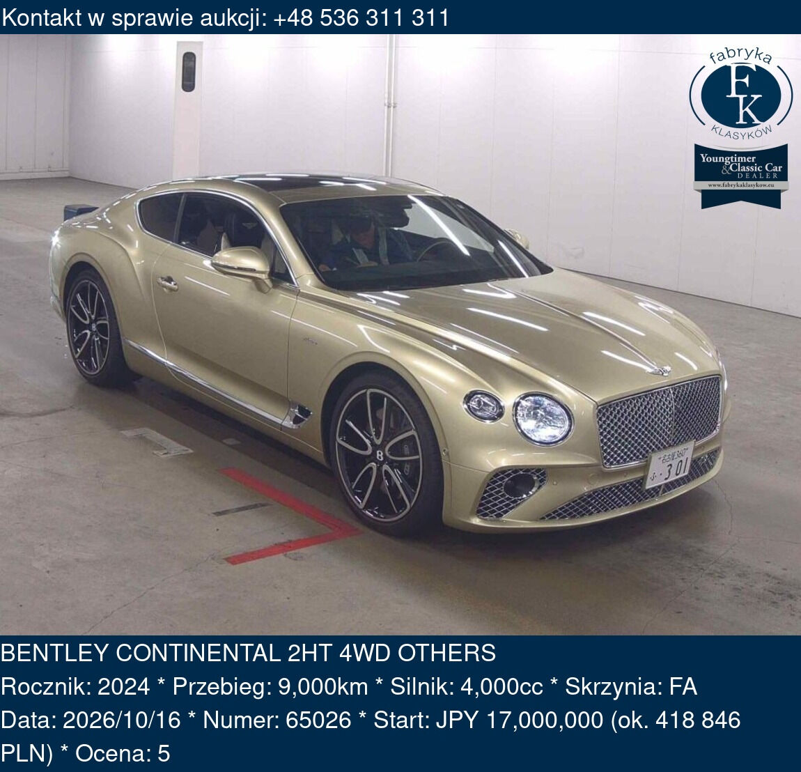 BENTLEY CONTINENTAL 2HT 4WD OTHERS 2024 - zdjęcie 2
