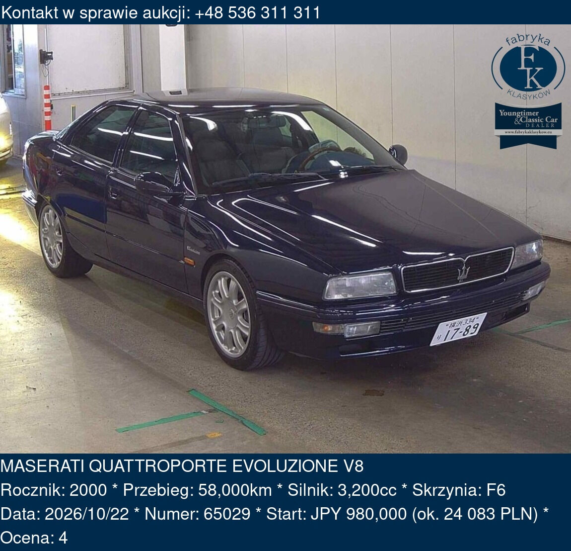 MASERATI QUATTROPORTE EVOLUZIONE V8 2000 - zdjęcie 2