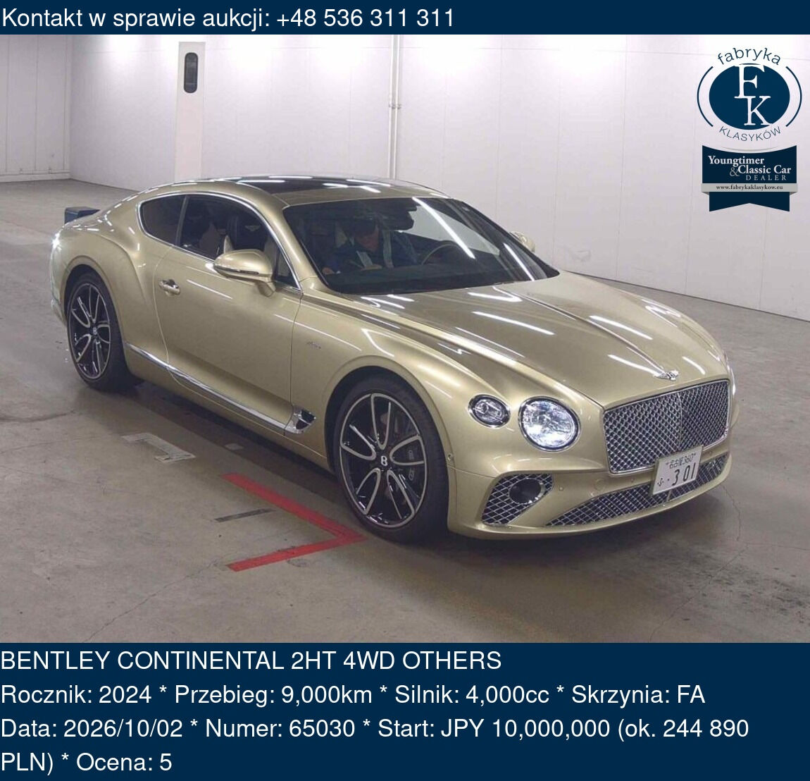 BENTLEY CONTINENTAL 2HT 4WD OTHERS 2024 - zdjęcie 2