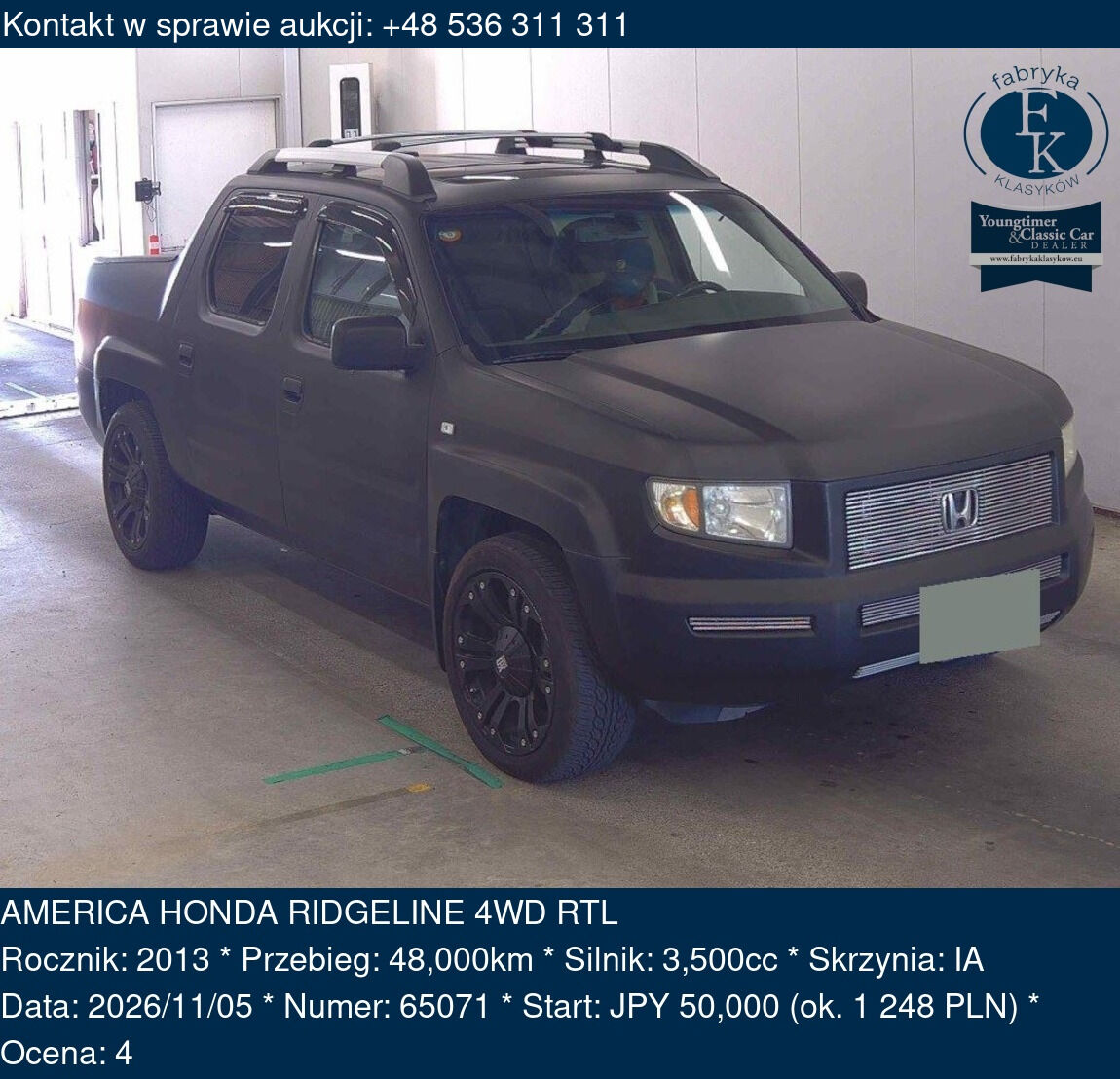 AMERICA HONDA RIDGELINE 4WD RTL 2013 - zdjęcie 2