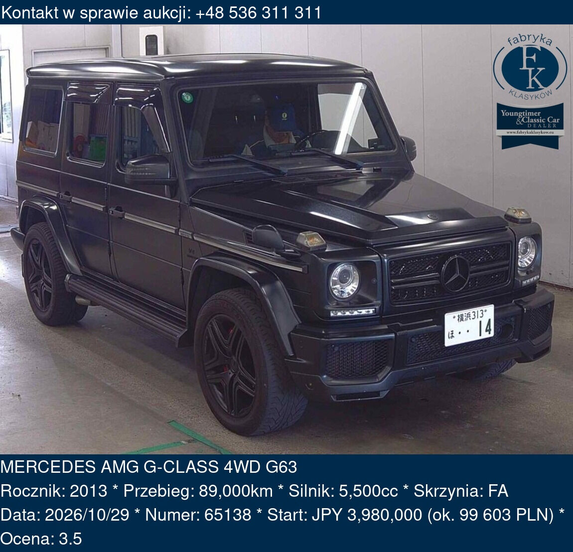 MERCEDES AMG G-CLASS 4WD G63 2013 - zdjęcie 2